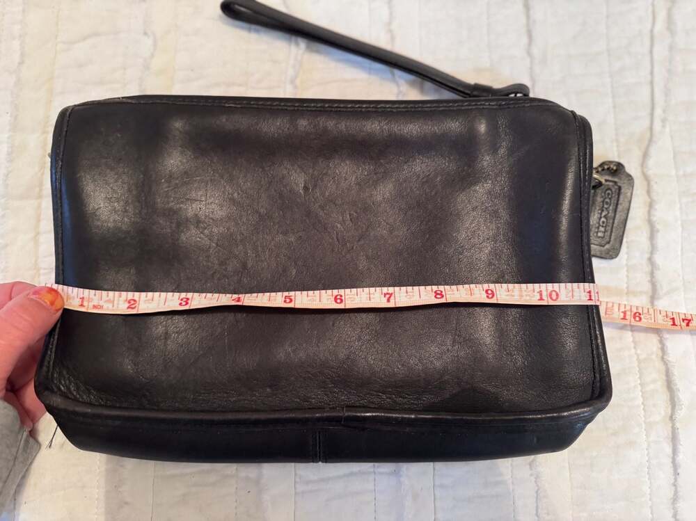 Vintage Coach Black Glove Tanned Leather Large Travel Kit Clutch Bag 5117 - Picture 4 of 5
